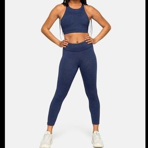 Outdoor Voices TechSweat Navy Crop Top AND leggings workout set